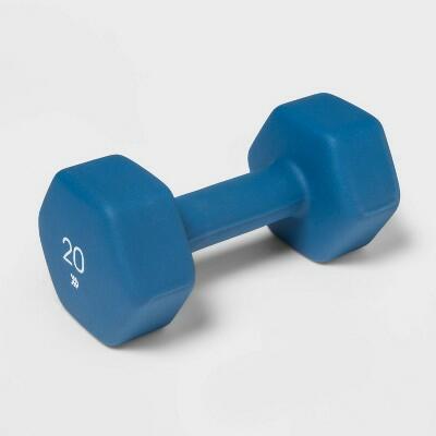 All In Motion Neoprene Dumbbell 20lbs Blue Iron Core PVC Coating