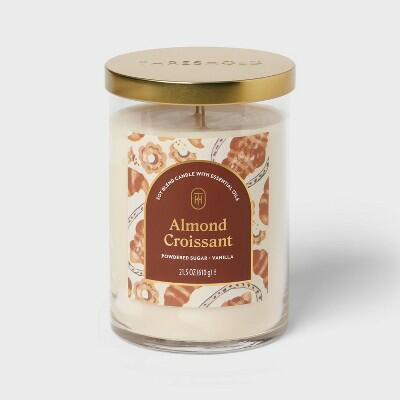 Threshold 2-Wick Almond Croissant Glass Jar Candle Beige 21.5oz
