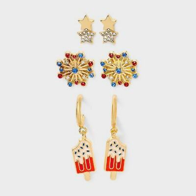 SUGARFIX by BaubleBar Americana Glow Statement Earrings White Red Gold