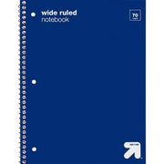 up&up™ Wide Ruled 1 Subject Spiral Notebook Blue 70 Pages 3 Hole Punched