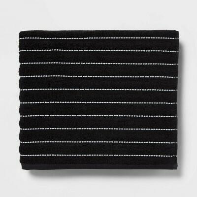 Threshold Performance Plus Bath Towel Black Striped Heavyweight Cotton