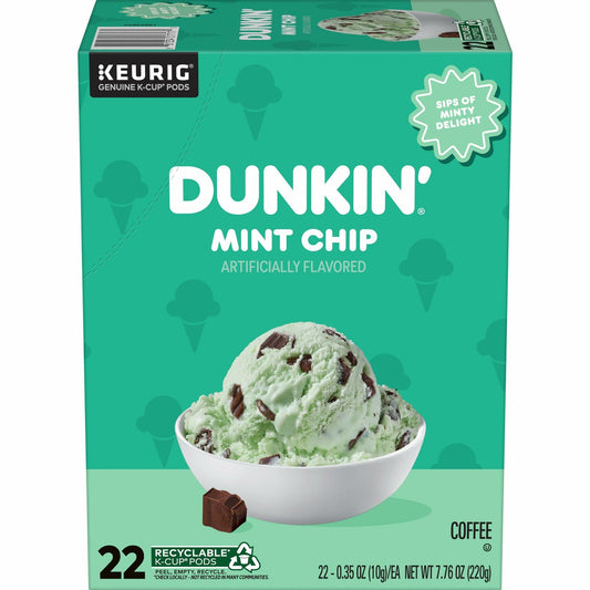 BestBy01/26 Dunkin’ Mint Chip Coffee K-Cup Pods 22 Count Dark Roast
