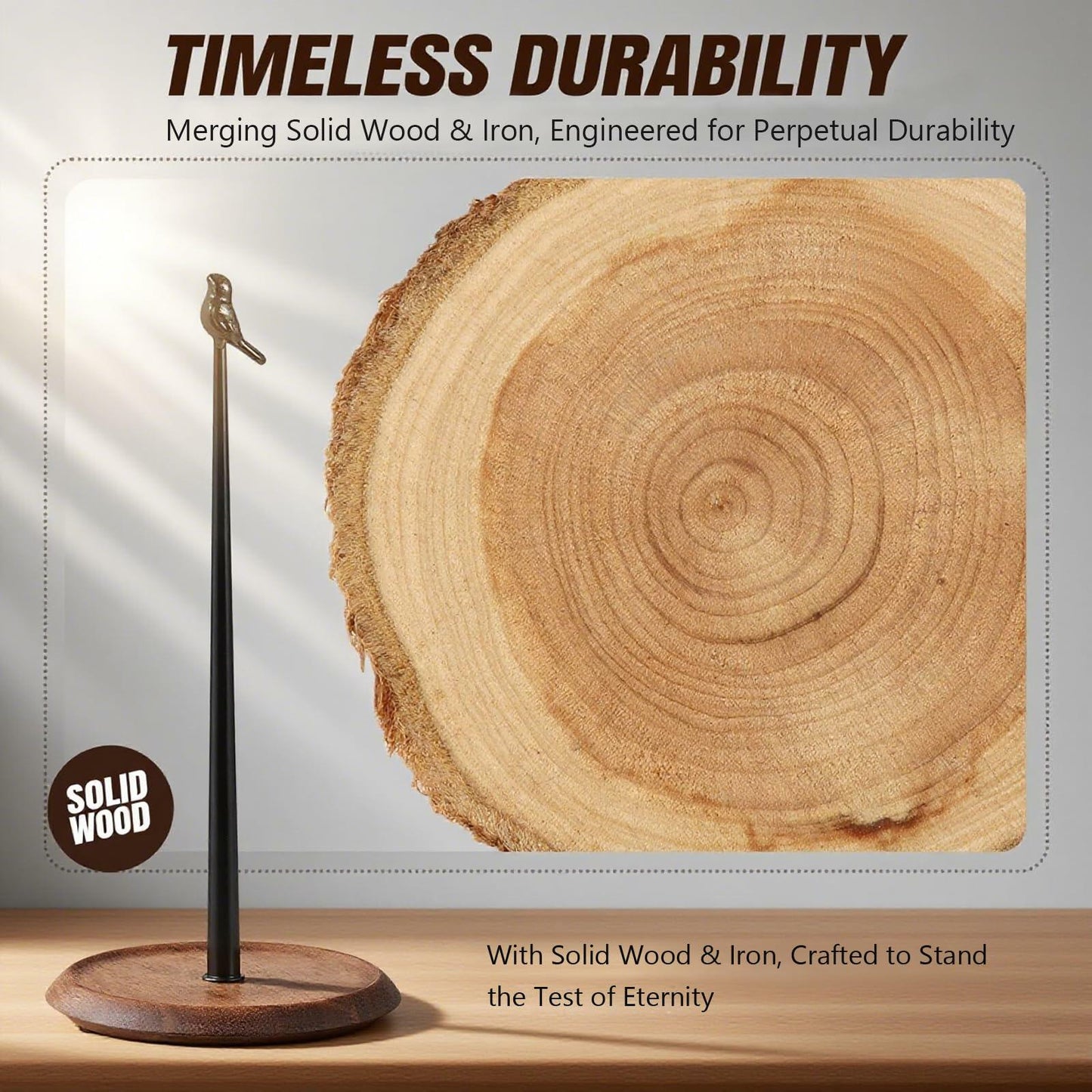 WLDDFF Black Stainless Steel Paper Towel Holder Countertop Weighted Stand