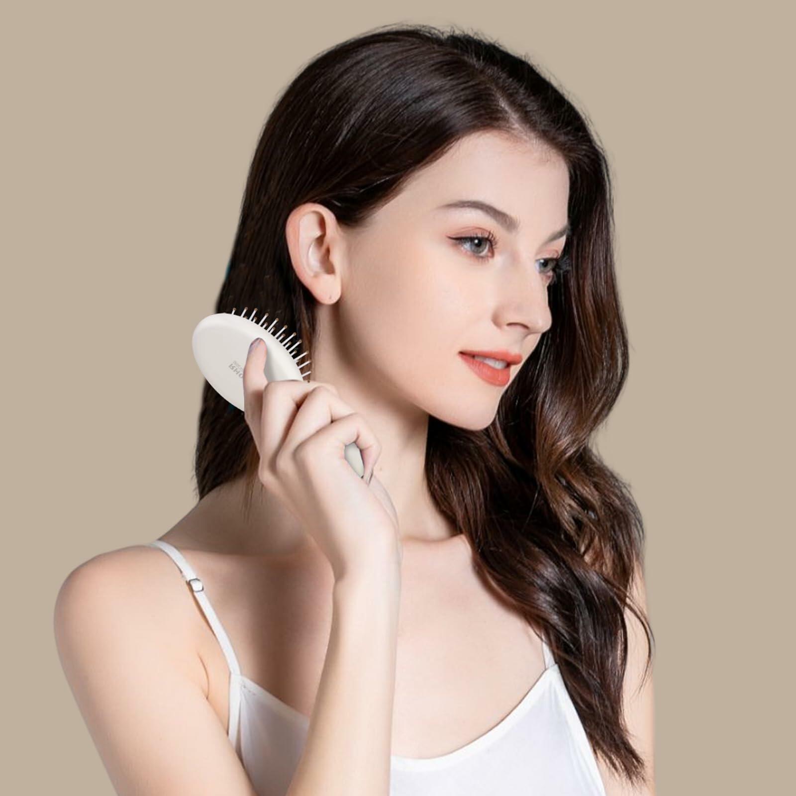 [Like New] RHOS Mini Hair Brush Travel Size Soft Bristles Beige 1 Pack