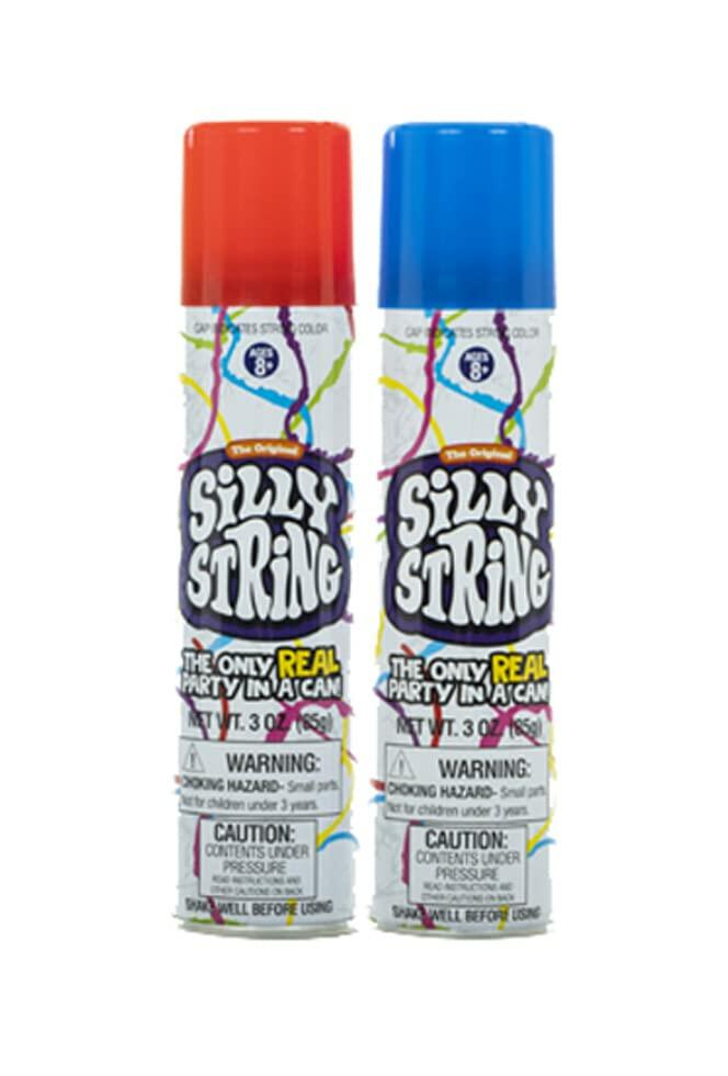 Silly String 2 Pack Assorted Colors 3 oz Large Can Brand Silly String