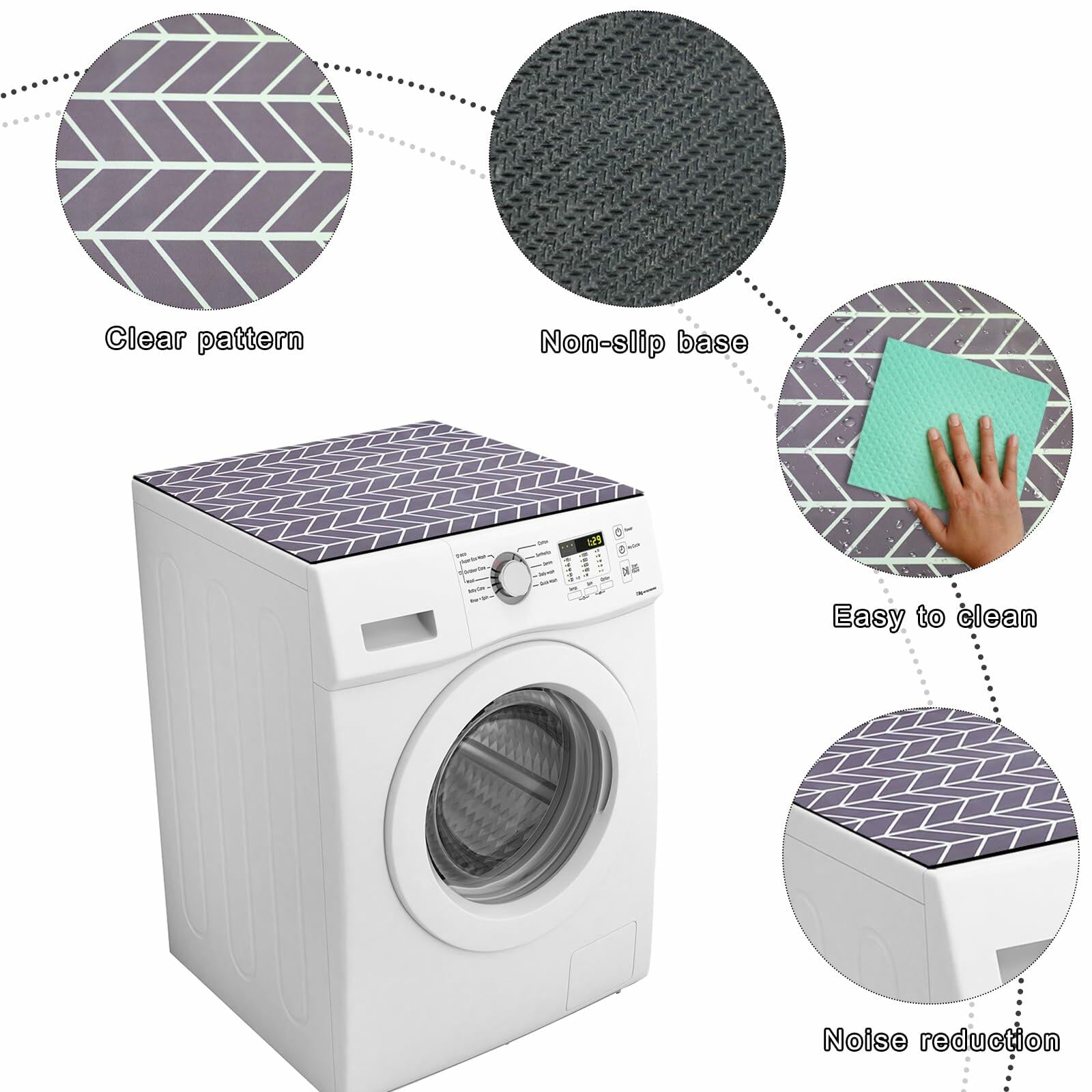 2PCS Washer Dryer Top Covers Non-slip Dust-proof 25.6x23.6''