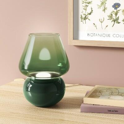 Room Essentials Dome Mushroom Table Lamp Green LED Integrated Glass Electric