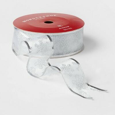 Wondershop 2" Silver Foil Snowflake Christmas Ribbon 75ft Silver