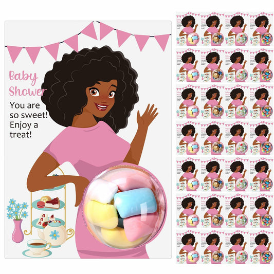 Motiskyy Baby Shower Candy Dome Favors Pink Curly Hair 30 Pack