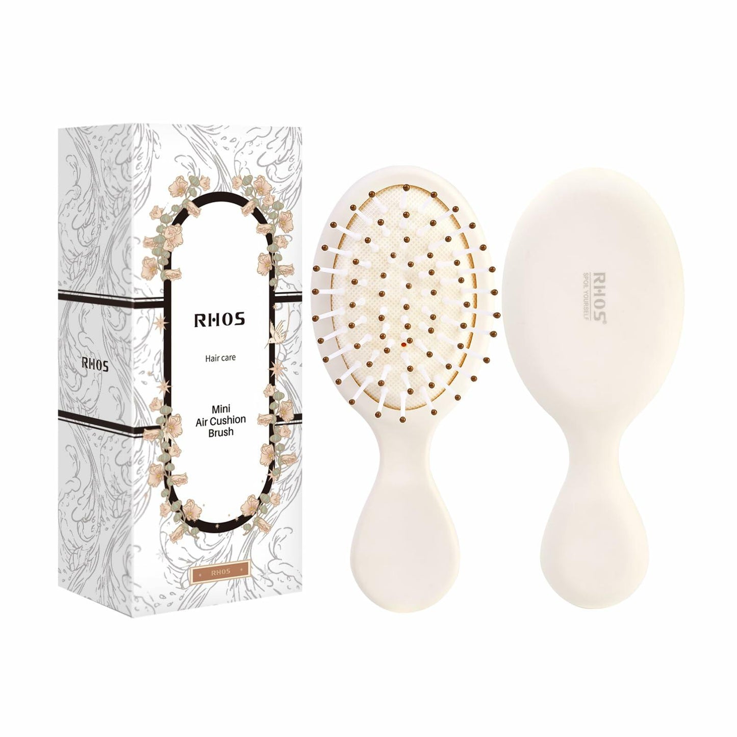 [Like_new] RHOS Mini Hair Brush Travel Size Soft Bristles Beige 1 Pack