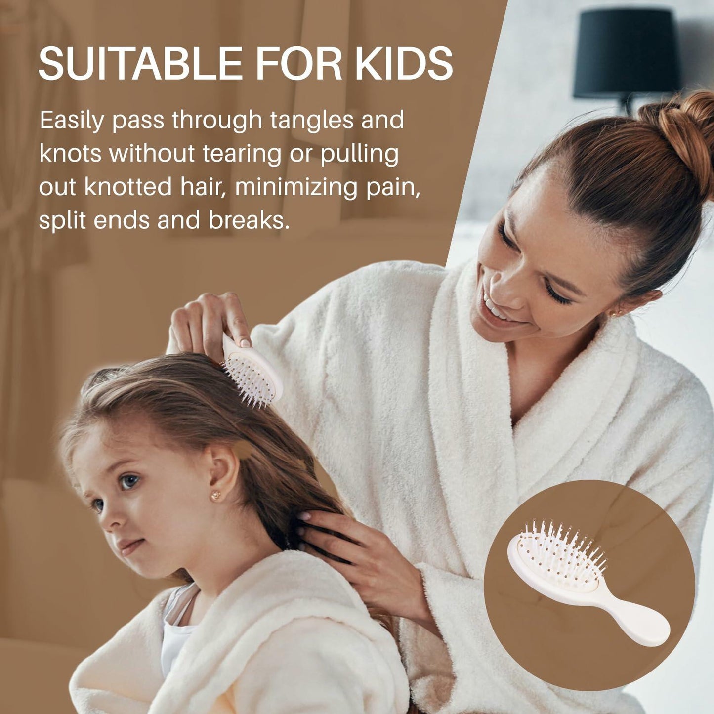 [Like_new] RHOS Mini Hair Brush Travel Size Soft Bristles Beige 1 Pack