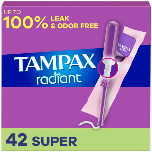 Tampax Radiant Tampons Super Absorbency Unscented 42 Count LeakGuard
