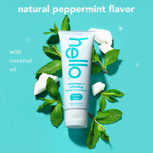 BestBy09/25 hello Antiplaque Whitening Toothpaste Coconut Oil Tea Tree 4.7oz