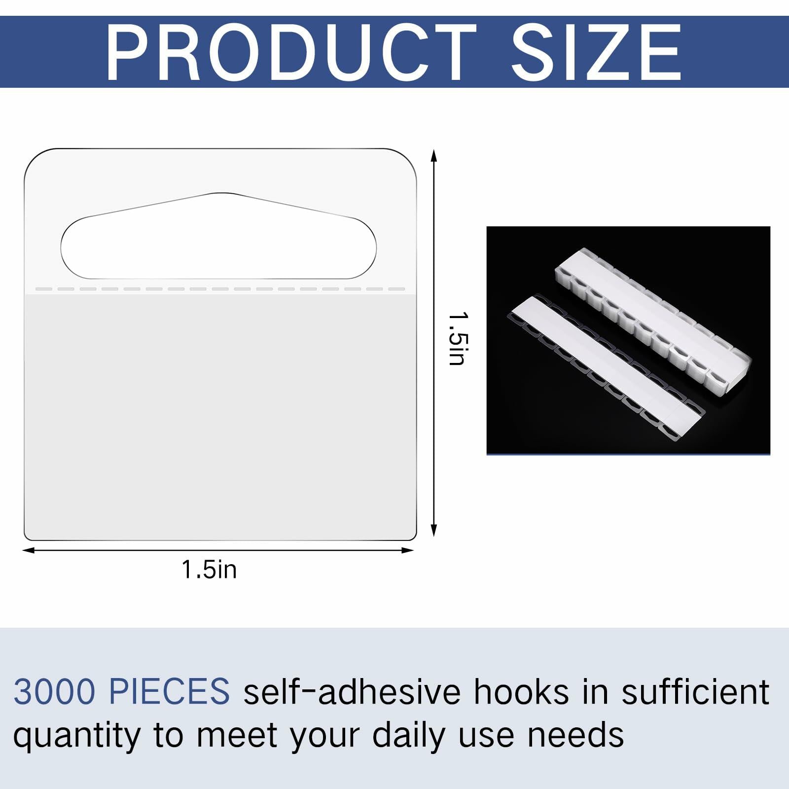 Blulu 3000 Pcs Clear Slot Hole Self Adhesive Plastic Hang Tags Multi Size