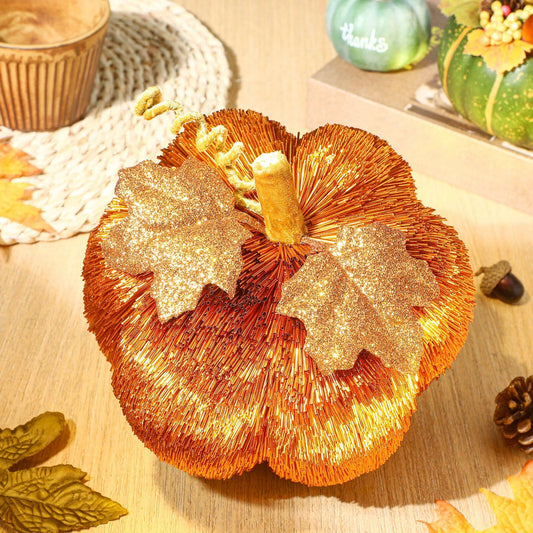 Pipa 7.5" Glitter Pumpkin Thanksgiving Centerpiece Fall Decoration
