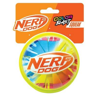 NERF TPR Color Blast Squeak and Crunch Ball Dog Toy Medium/Large Size L