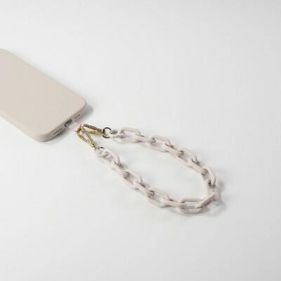 Hello Lux Painted Chunky Chain Phone Wristlet Beige