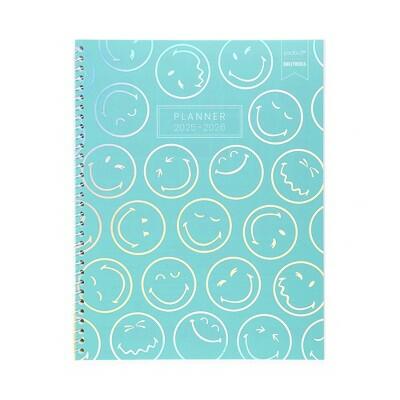 Yoobi 2025-2026 Monthly Planner 8.5x11 Teal Holographic Smiley