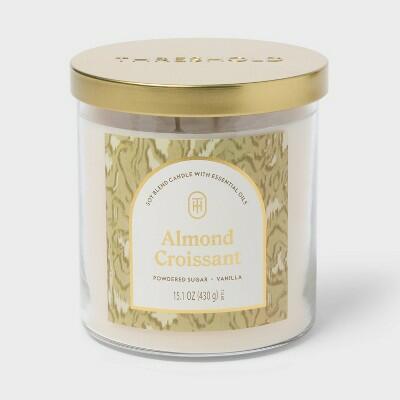 Threshold 2 Wick 15.1oz Almond Croissant Lidded Jar Candle 2 Pack