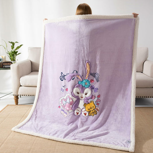 COSUSKET Kids Stella Lou 3D Embroidery Sherpa Rabbit Throw Blanket Beige 50x60in