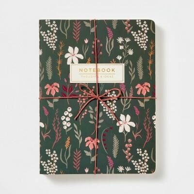 Threshold 3pk Ruled Journals Soft Cover Sewn Binding 6x8 Multicolor