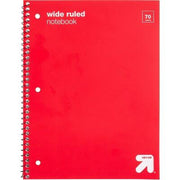 up&up Spiral Notebook Wide Ruled 1 Subject 70 Pages Red 3 Hole Punched