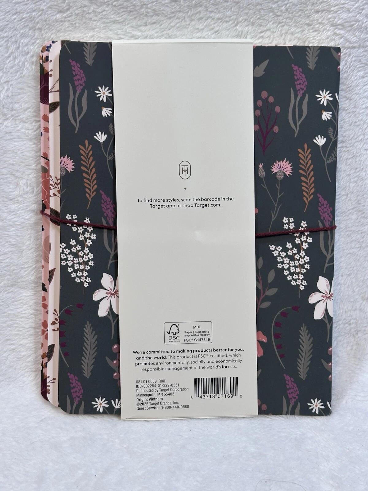 Threshold 3pk Ruled Journals Soft Cover Sewn Binding 6x8 Multicolor