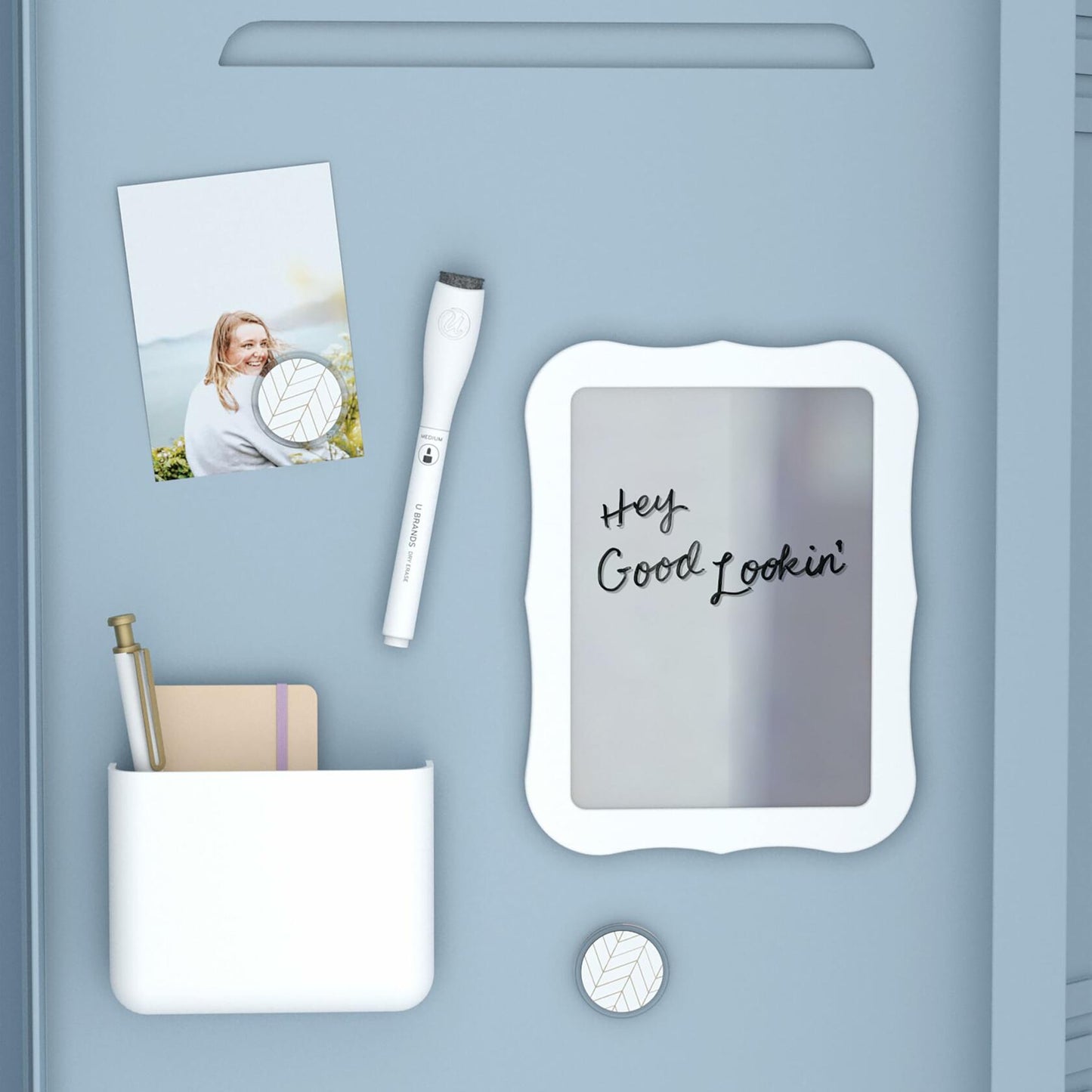 U Brands Magnetic Locker Accessory Kit White Set of 5 Organizer