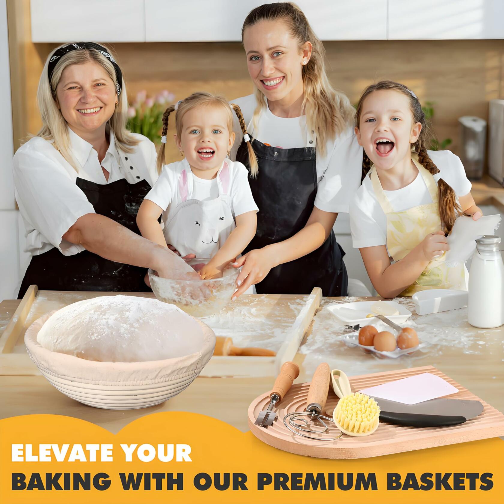 Koackl Sourdough Starter Kit 9" Banneton Basket Cloth Liners Baking Supplies