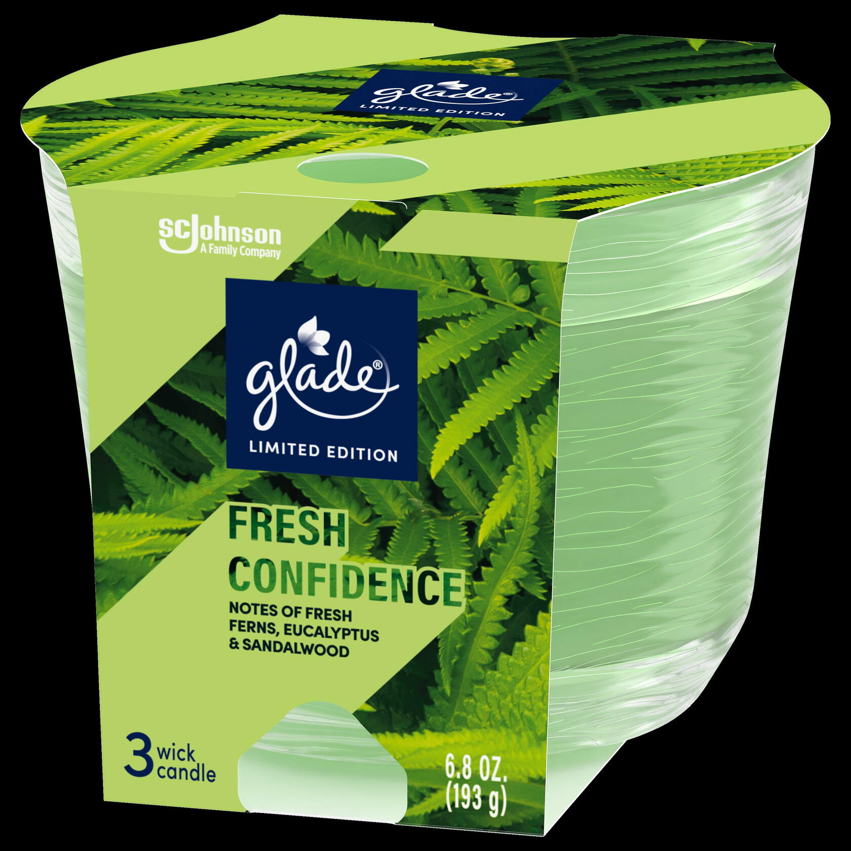Glade 3-Wick Candle Fresh Confidence Scent Green Wax 6.8 Oz 1 Count