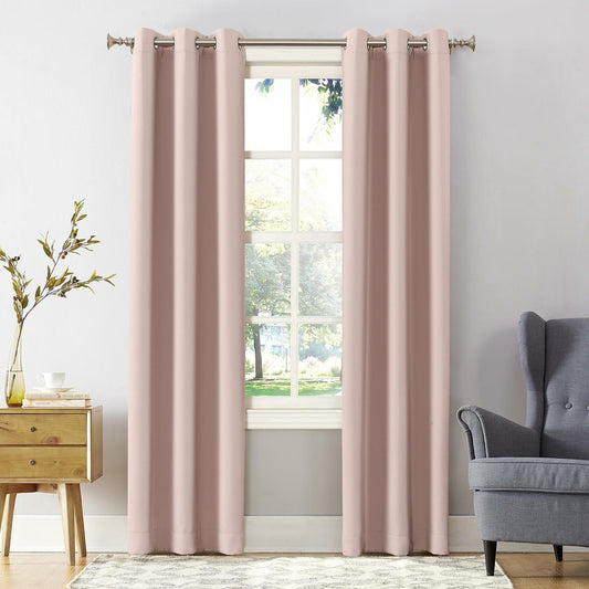 Sun Zero Easton Energy Saving Blackout Grommet Curtain Panel 40x63 Blush Pink
