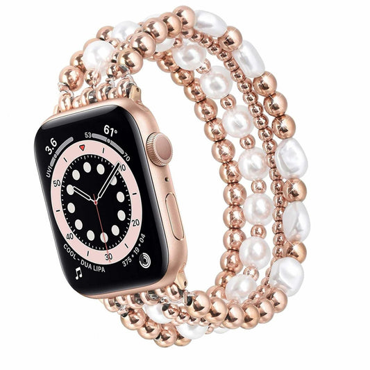 RDISOR Metal Beaded Bracelet for Apple Watch 42/44/45mm Steel Band
