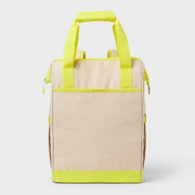 Sun Squad Backpack Cooler 24 Cans 20.4qt Beige Yellow PEVA Liner Adjustable