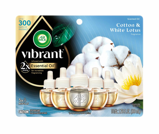 AIR WICK Scented Oil Refill Cotton & White Lotus 5 ct Clear
