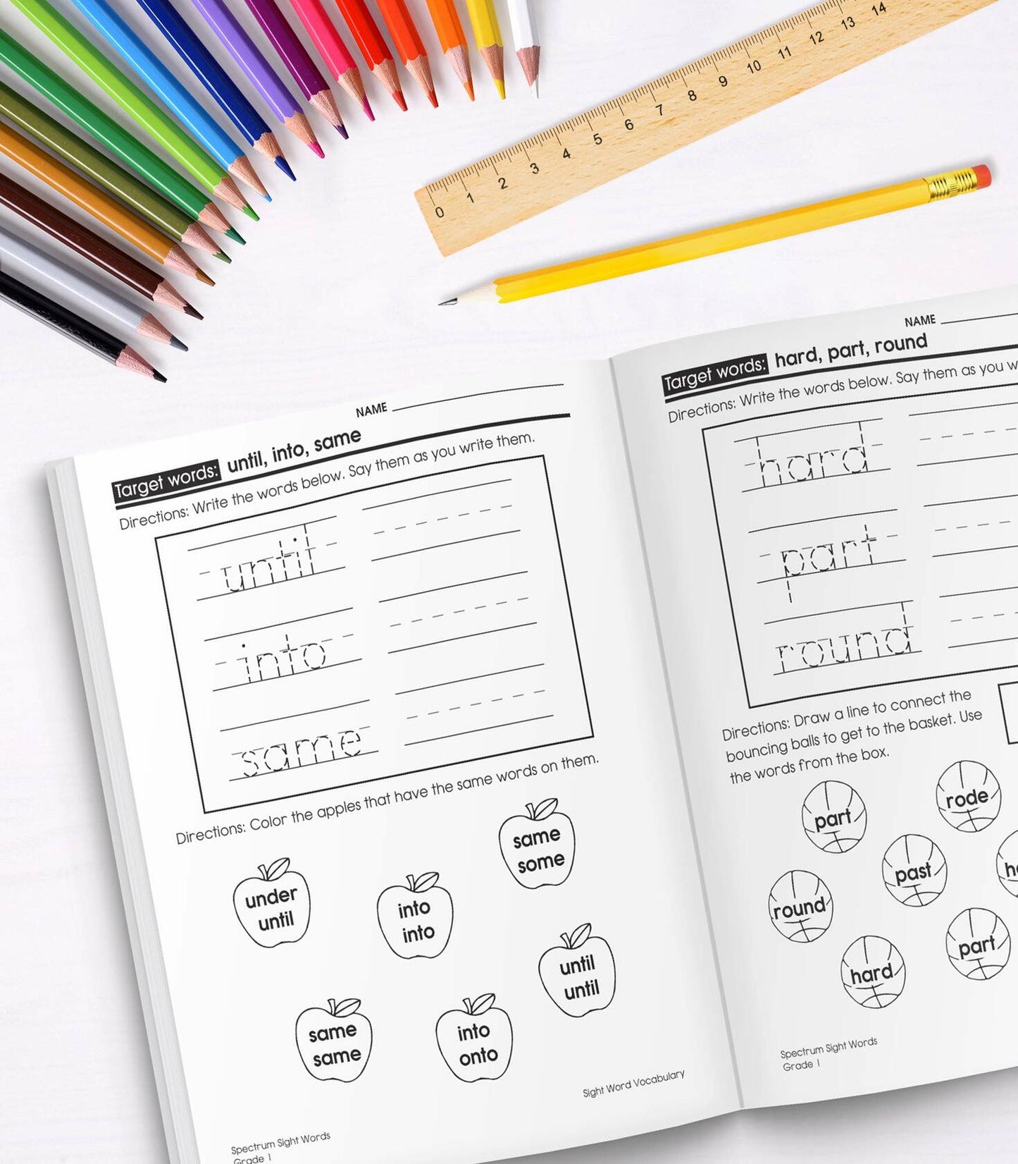 Spectrum Grade 1 Sight Words Workbook with Flash Cards and Sentences
