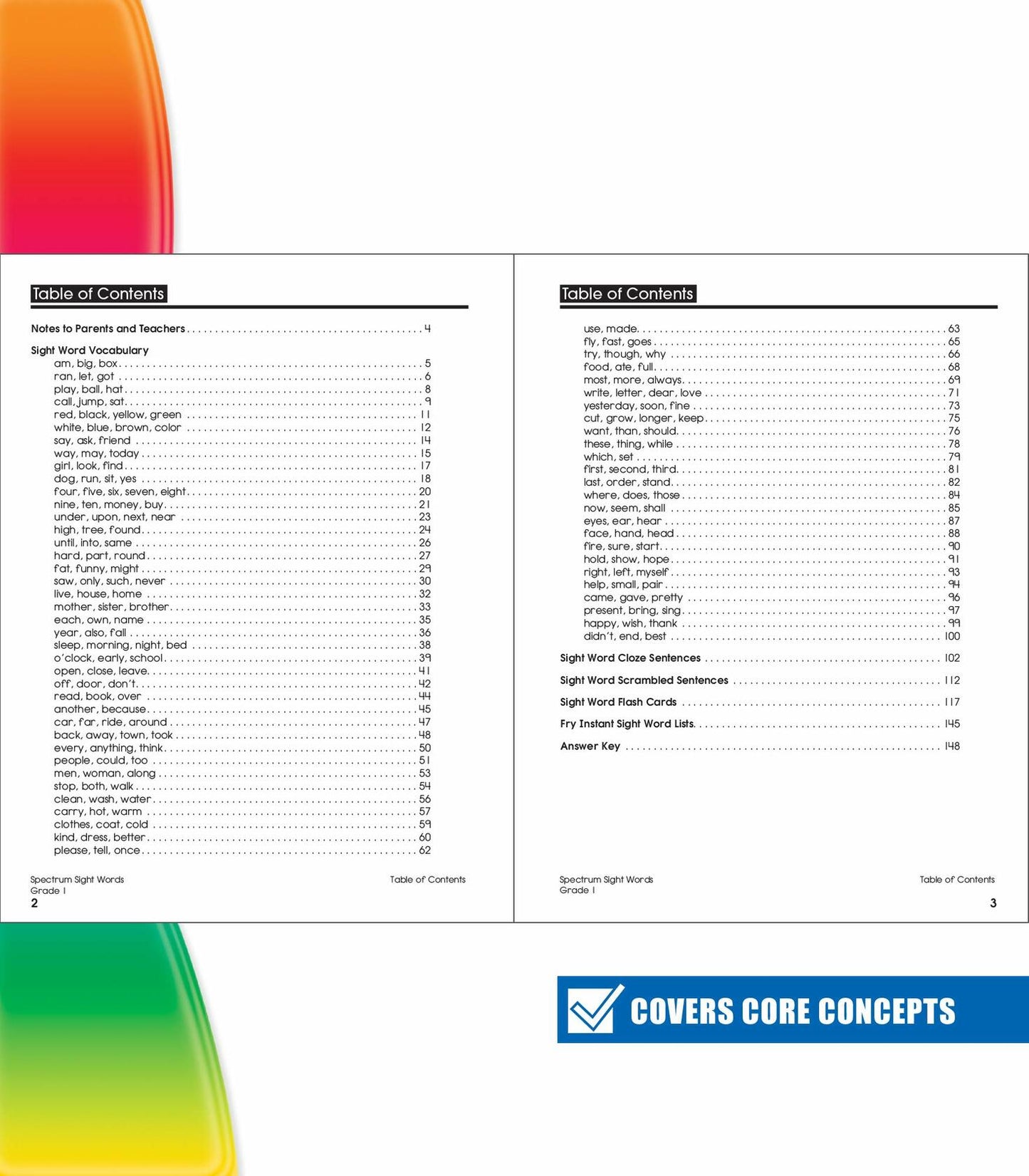 Spectrum Grade 1 Sight Words Workbook with Flash Cards and Sentences