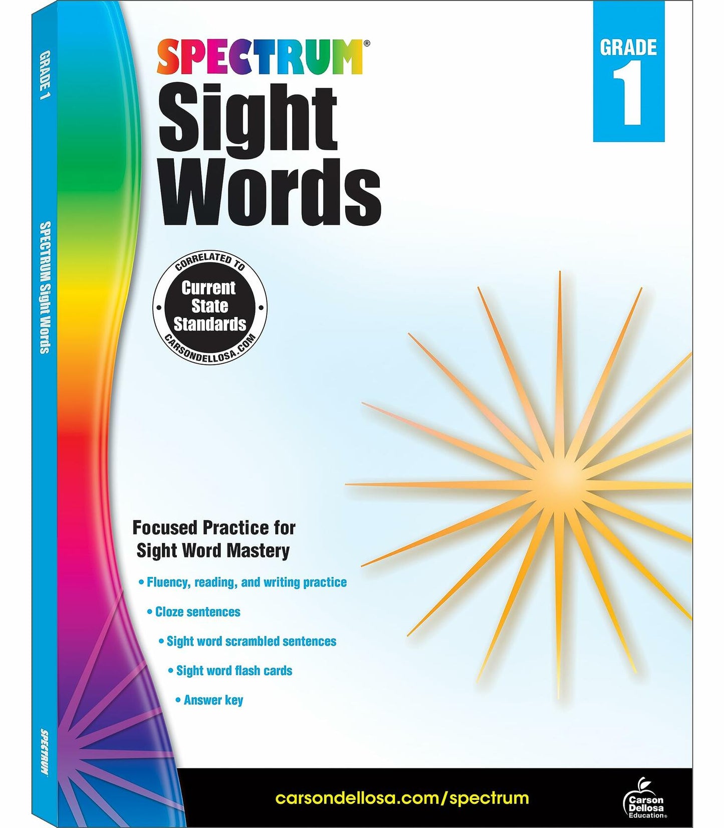 Spectrum Grade 1 Sight Words Workbook with Flash Cards and Sentences