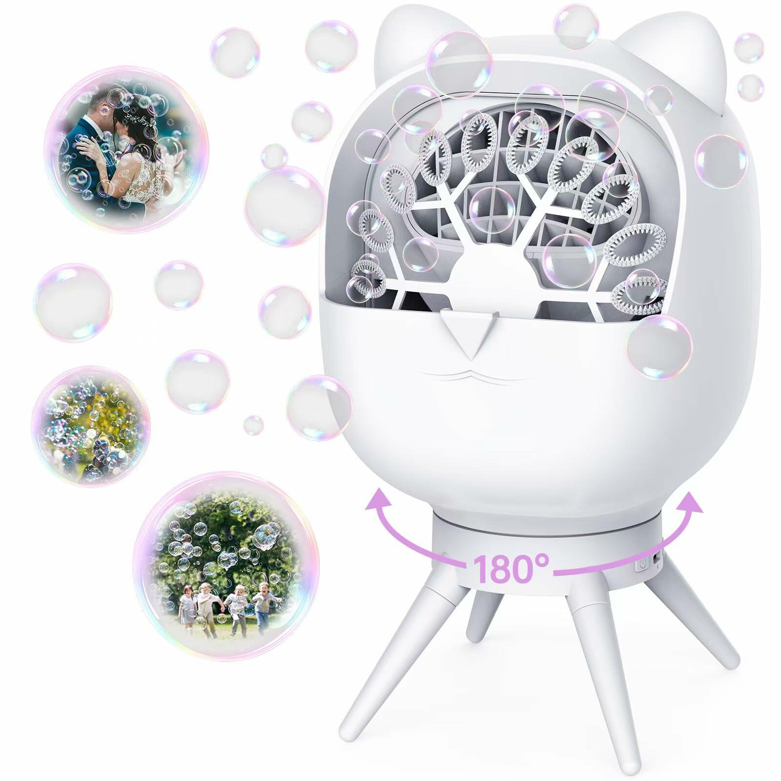 UckPure Rechargeable Bubble Machine 180° Rotating 38000 Bubbles/min 500ml White