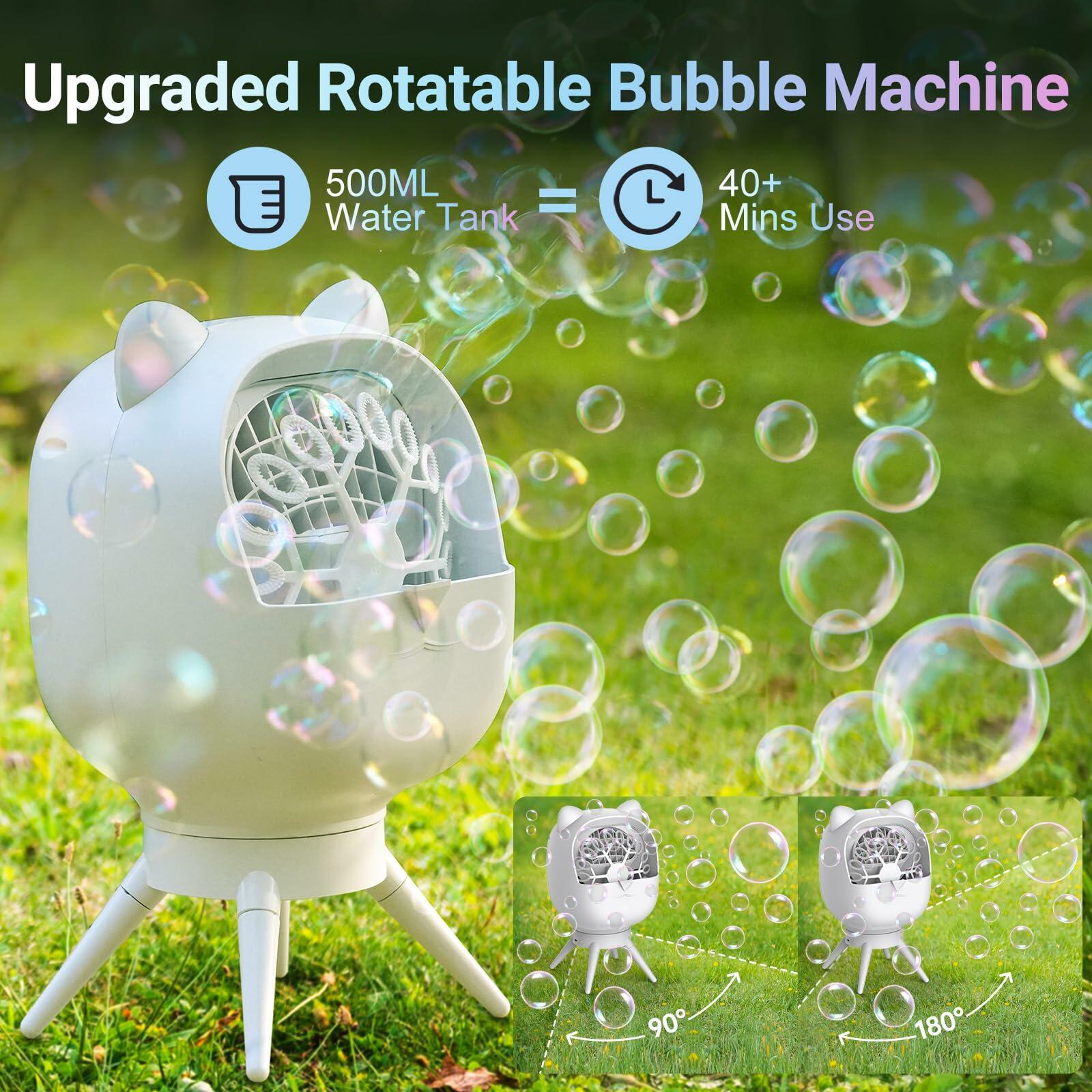 UckPure Rechargeable Bubble Machine 180° Rotating 38000 Bubbles/min 500ml White