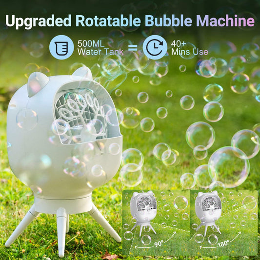 UckPure Rechargeable Bubble Machine 180° Rotating 38000 Bubbles/min 500ml White