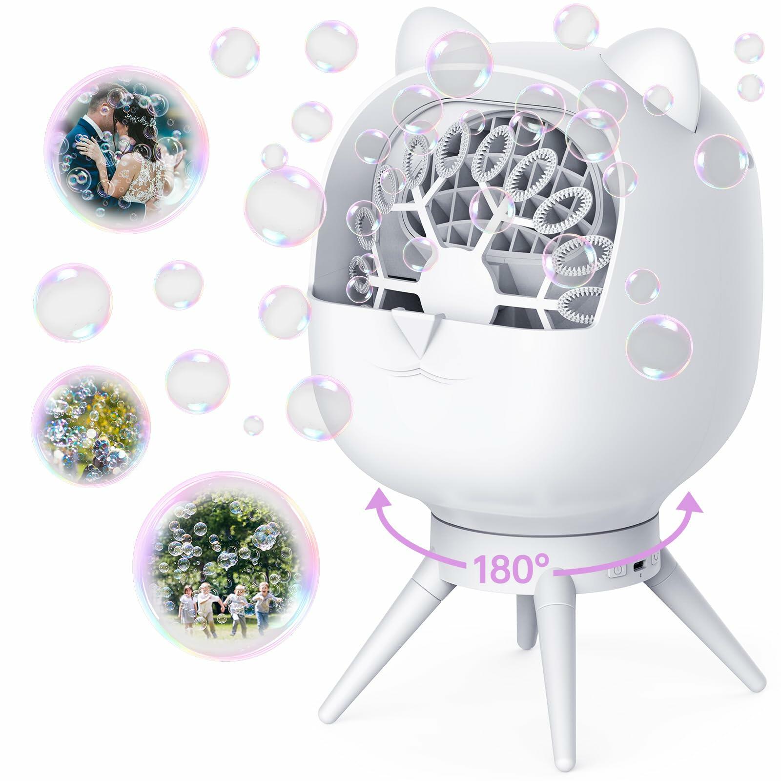 UckPure Rechargeable Bubble Machine 180° Rotating 38000 Bubbles/min 500ml White