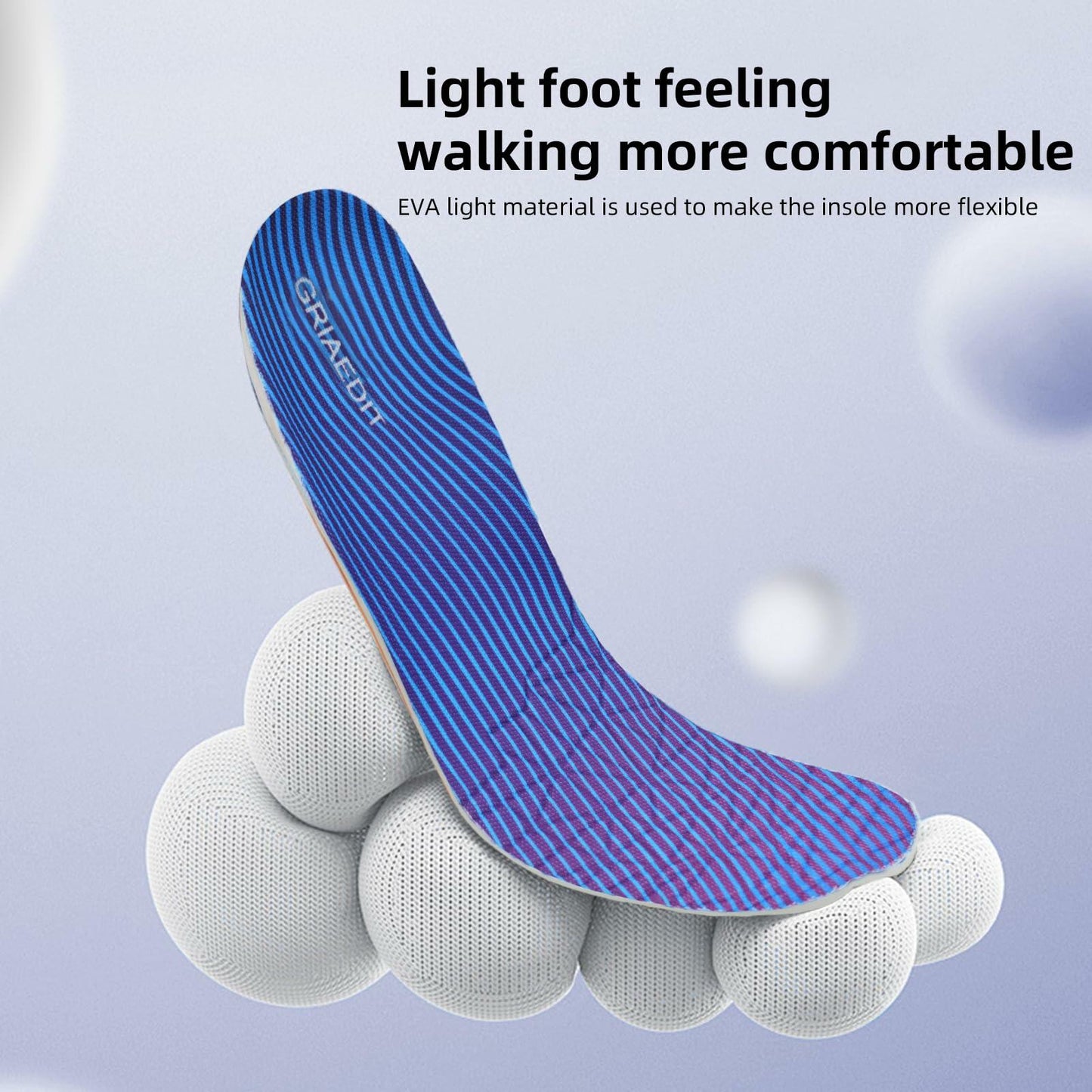 GRIAEDIT Orthotic Insoles Shock Absorbing Pain Relief for Shoes Size M12/W14