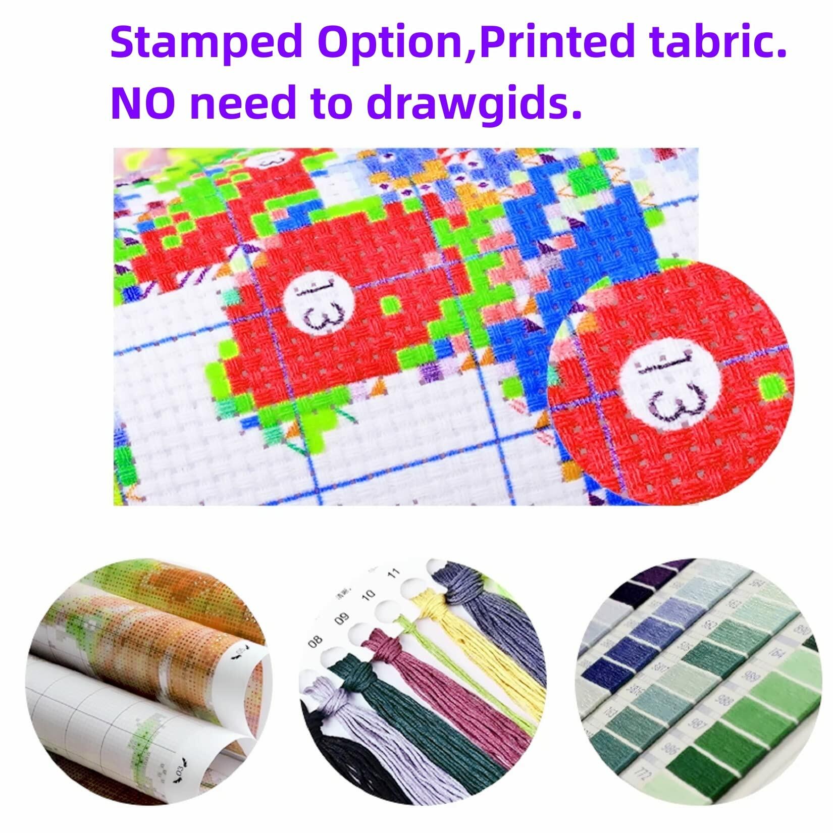 Magxvouy Cross Stitch Embroidery Kit Flower Cat 18x18 inch Colour Arts 15