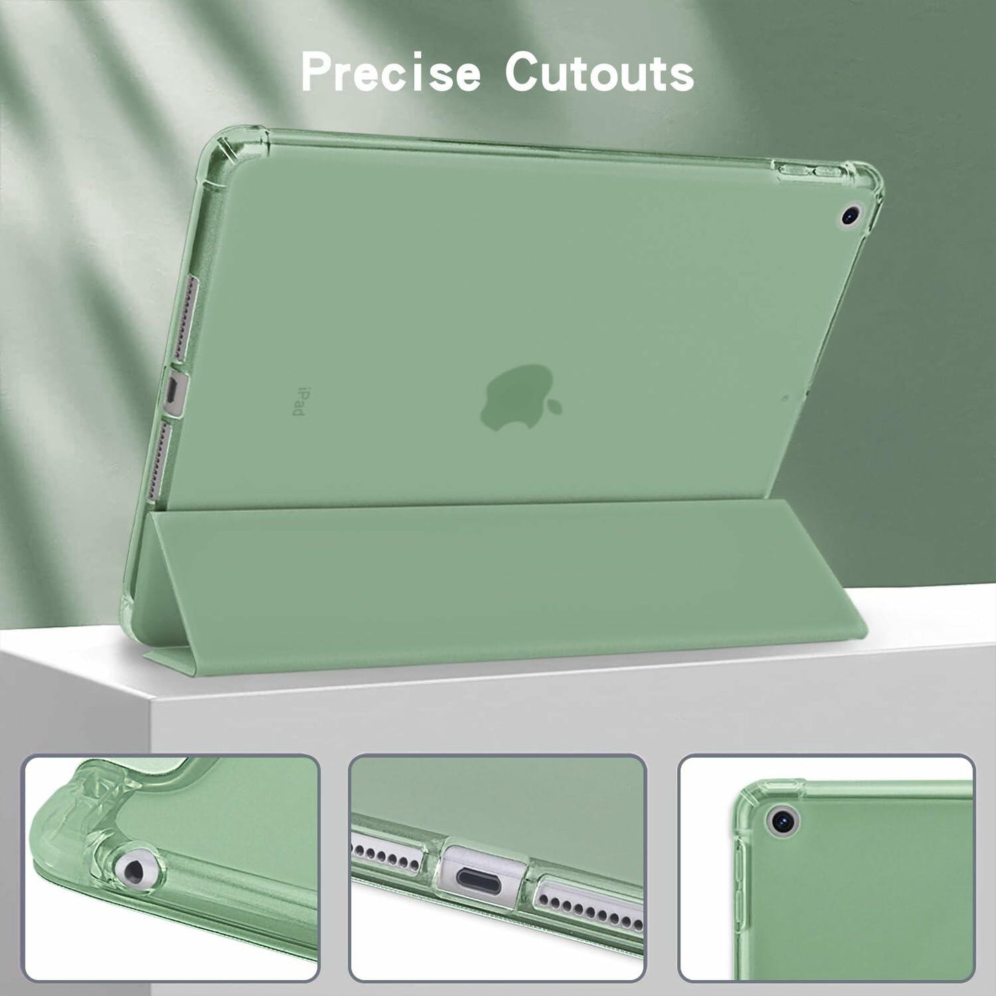 Wihytec iPad 5th/6th Gen Case Green Face Pencil Holder Trifold Stand