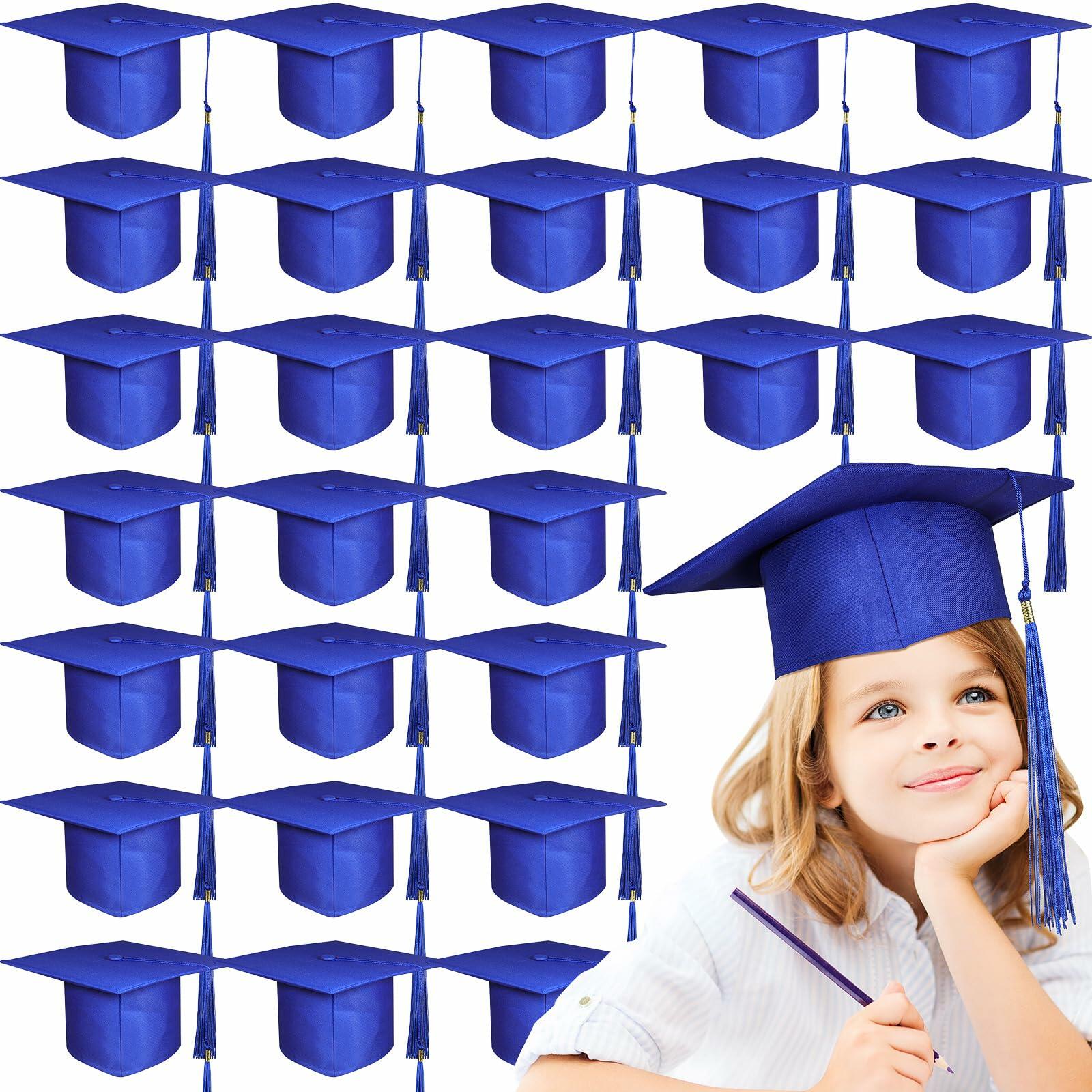 BeapTcely Preschool Grad Caps with Tassel Blue 30 Count Child Size