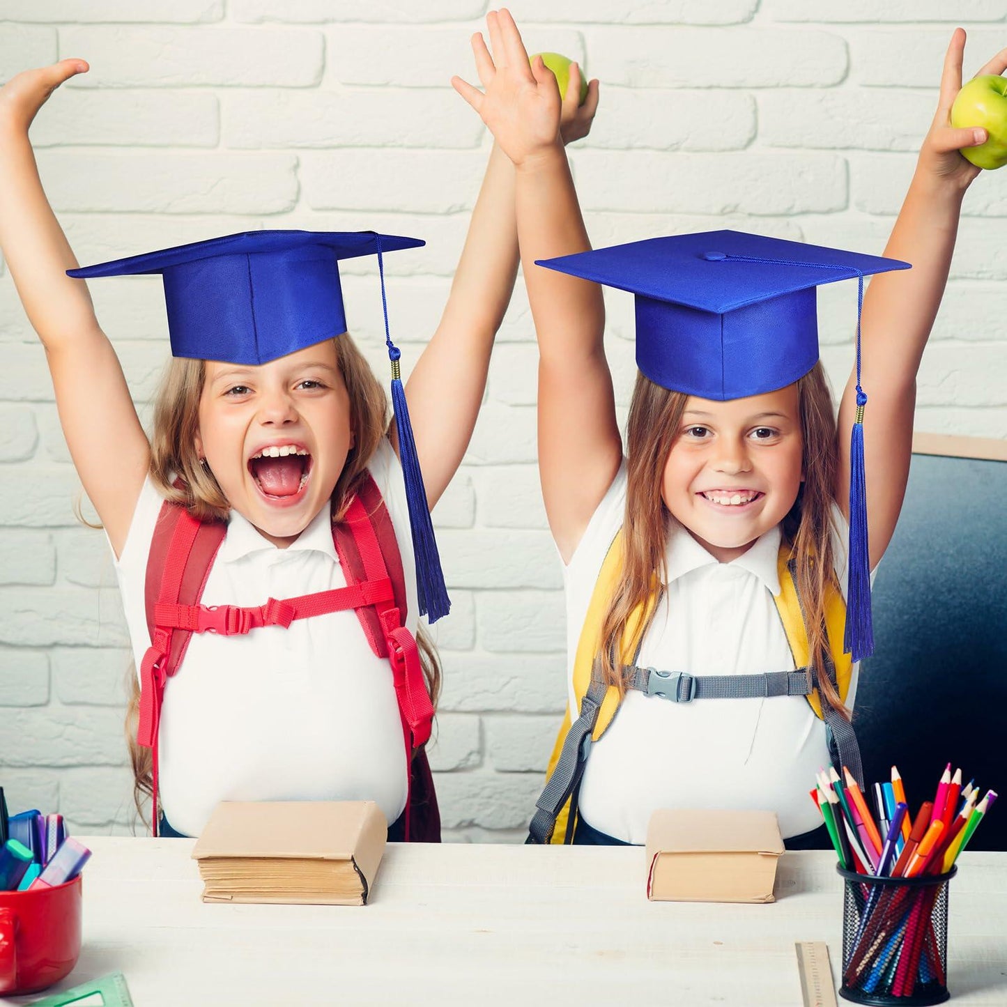 BeapTcely Preschool Grad Caps with Tassel Blue 30 Count Child Size