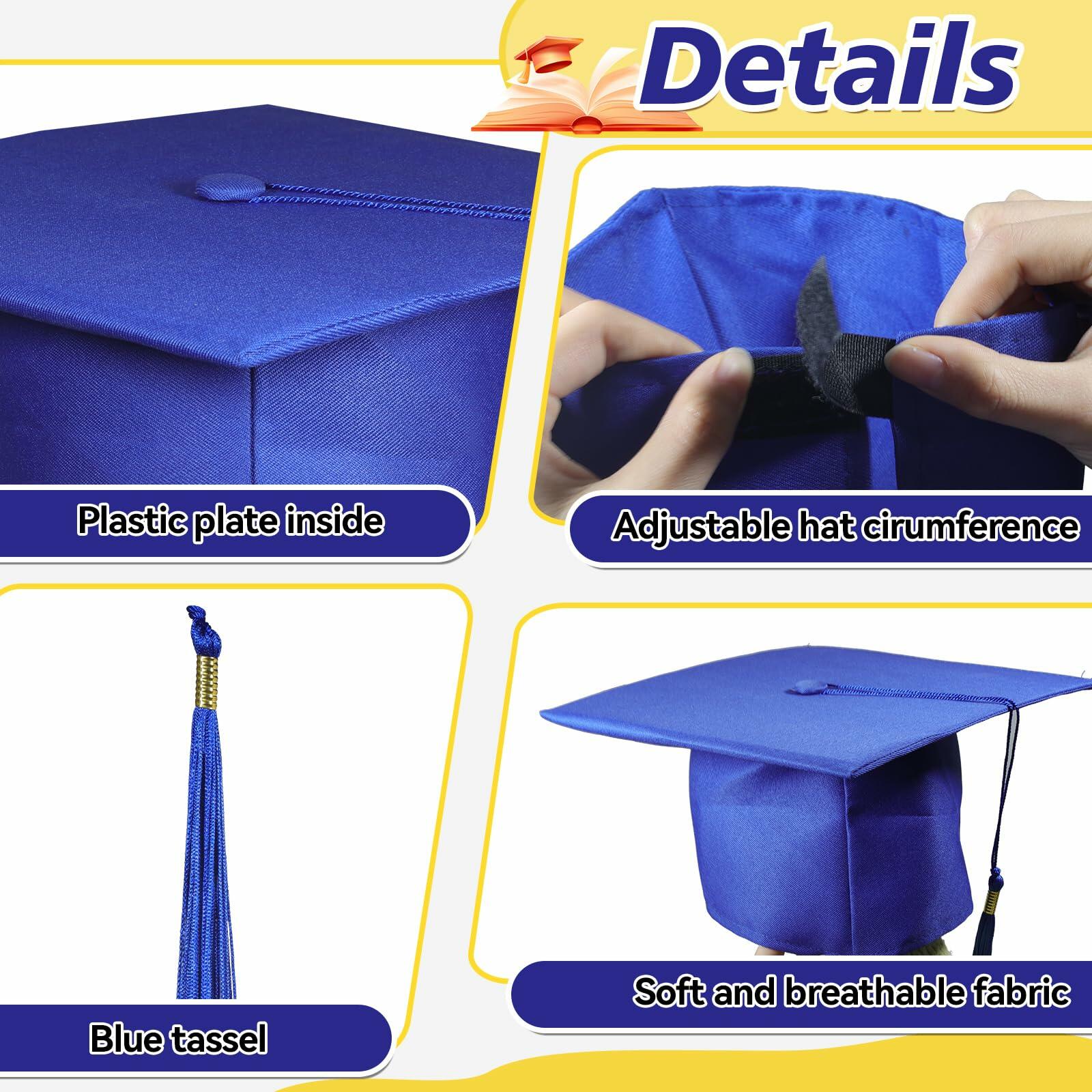 BeapTcely Preschool Grad Caps with Tassel Blue 30 Count Child Size