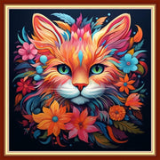 Magxvouy Cross Stitch Embroidery Kit Flower Cat 18x18 inch Colour Arts 15