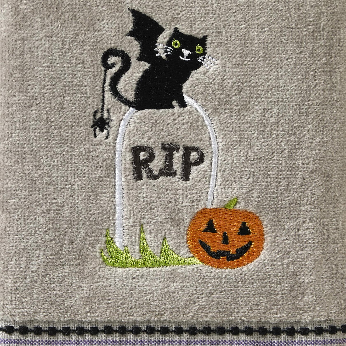 [Like New] SKL Home Halloween Graveyard Cat Hand Towel Set 2pc Gray Small