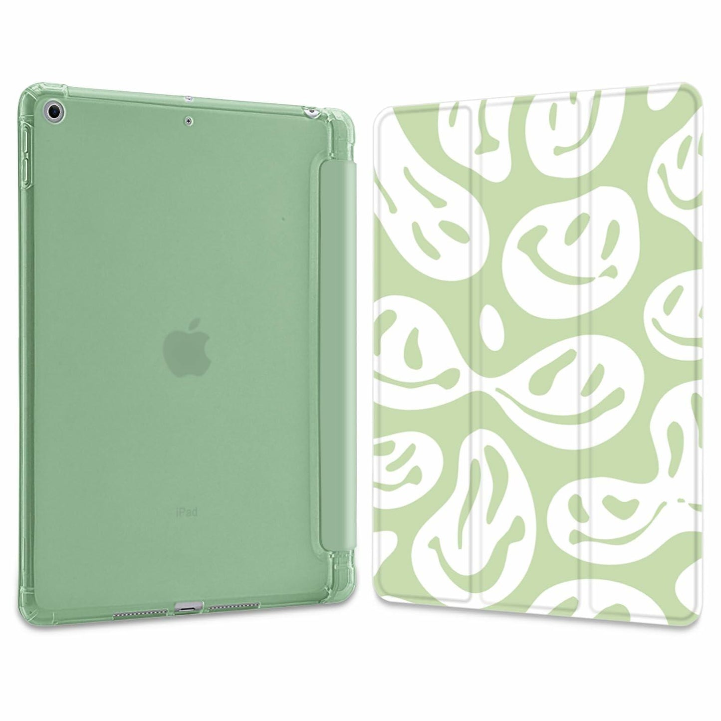 Wihytec iPad 5th/6th Gen Case Green Face Pencil Holder Trifold Stand
